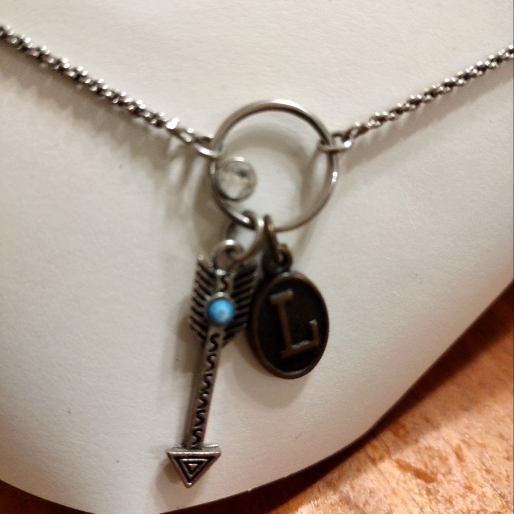 Handmade 'L' and Arrow Necklace